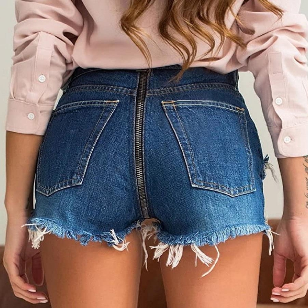 Nwot Zipper back high waisted denim shorts